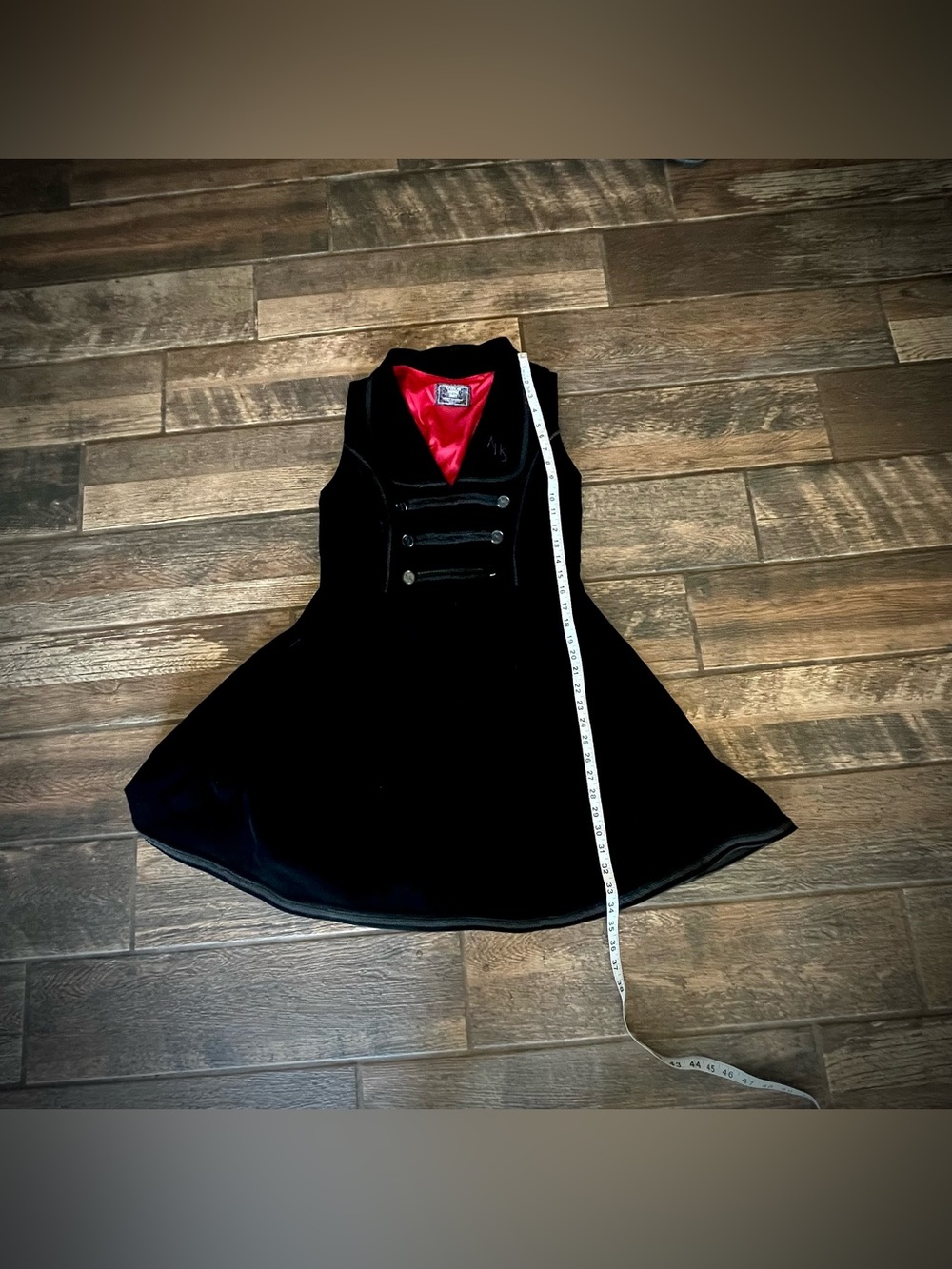Black Velvet Mini Dress with Red Lining - Picture 8 of 10